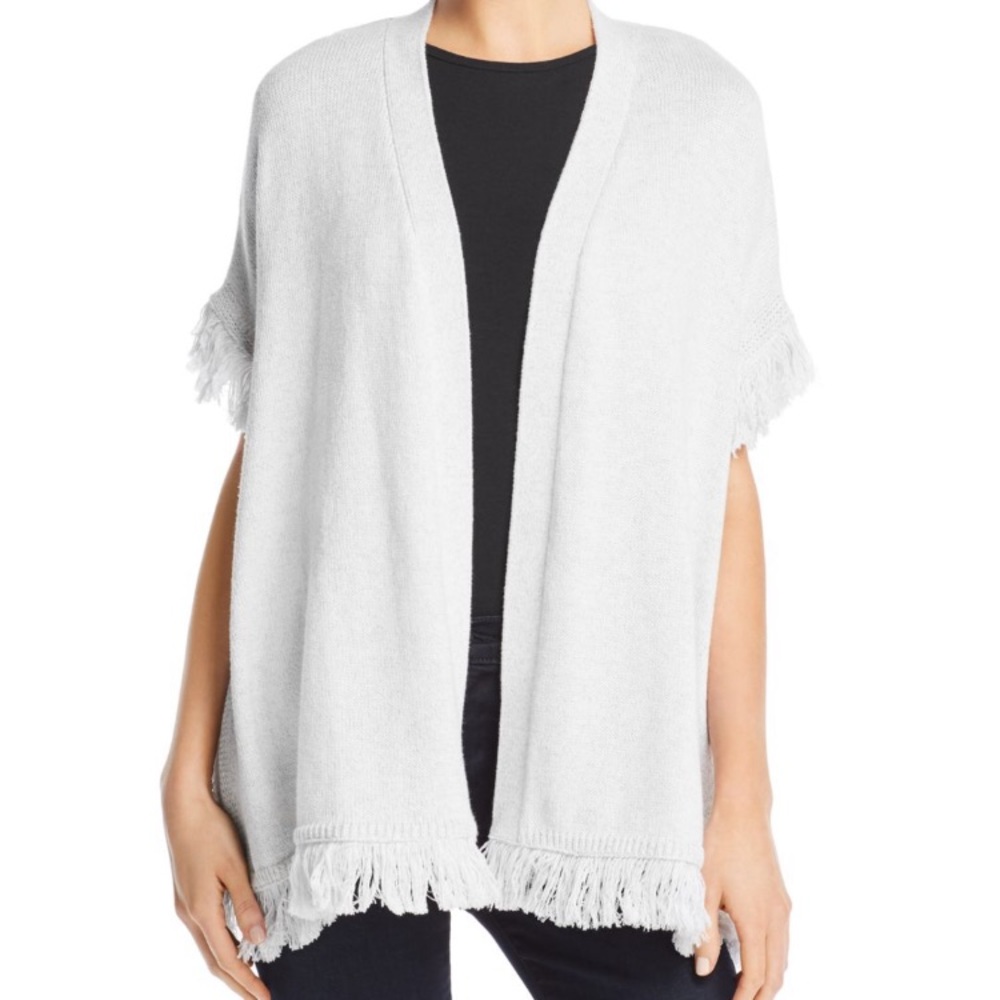 AQUA Fringe Trim Sleeveless Cardigan